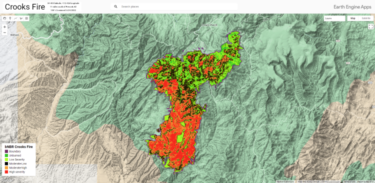 Google Earth Engine Crooks Fire Application